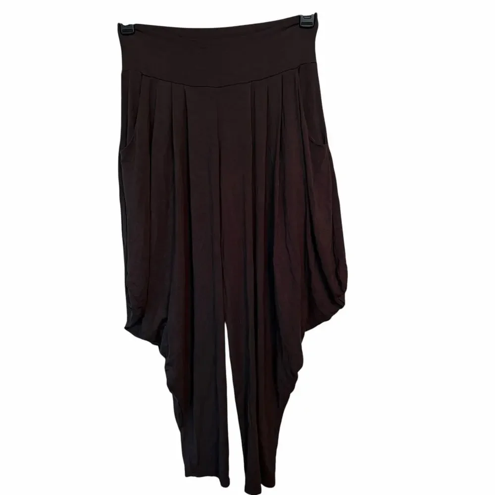 Kooniez Charcoal Harem Pants Size Large Dark Gray Soft Comfy Lounge Yoga - Picture 2 of 8